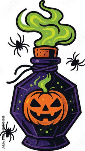 halloween pumpkin with witch hat