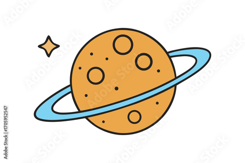 Christmas cookies shaped like planets orbiting around a glowing sugar star vector illustration.