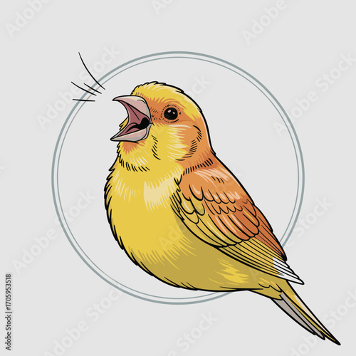 Vibrant Singing Canary Vector Illustration