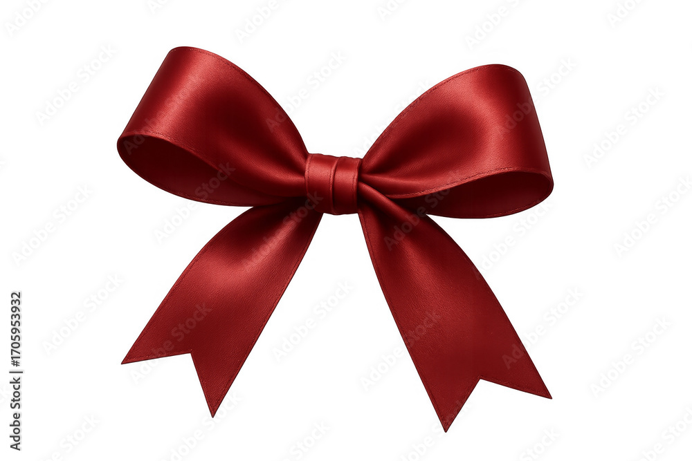 Fototapeta premium Shiny red silk ribbon bow with transparent background representing celebration