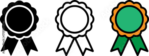 Three award ribbons in different styles