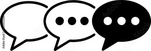 Three speech bubbles illustrating communication and conversation