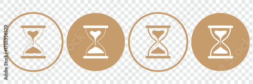 hourglass icon set, sandglass timer on transparent background, vector illustration. Sand watch icon set. Hourglass symbol. Sandglass logo. Minimalist Hourglass Silhouette. Flat vector illustration 