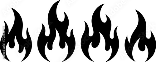 Stylized black flames silhouette against white background
