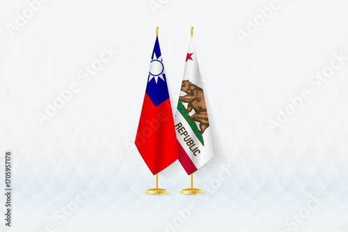 Taiwan and California Flags Side by Side, Symbol of International Partnership.