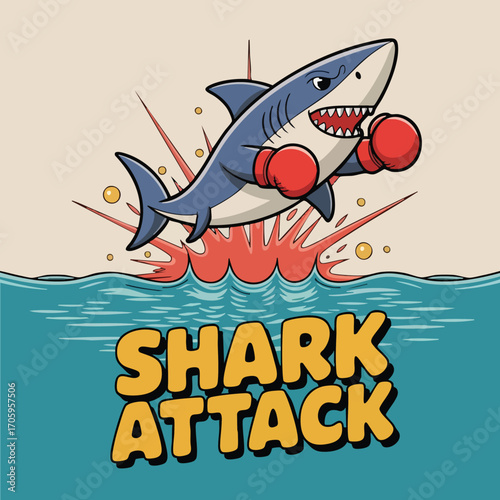 images of sharks with boxing gloves some labeled SHARK
