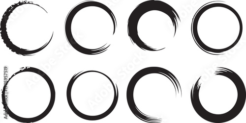 Black ink brush stroke circles abstract