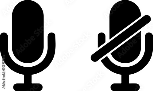 Microphone on and off icons representing audio status