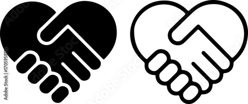 Heart shaped handshake symbol for unity and partnership