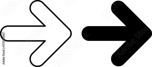 Two arrows pointing right one outline one solid black