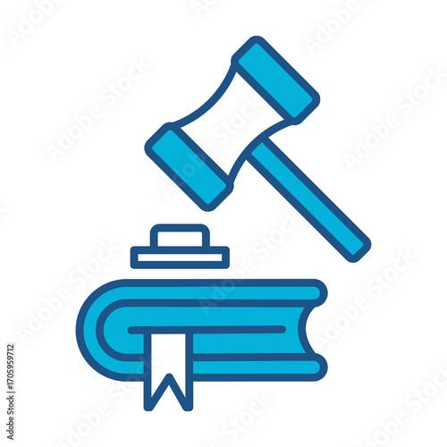 Verdict Icon In Blue Monochrome Flat Design, Vector Illustration