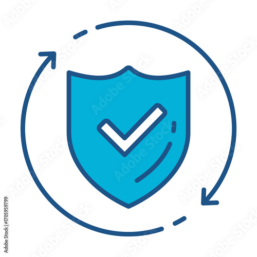 Regulatory Compliance Icon In Blue Monochrome Flat Design, Vector Illustration