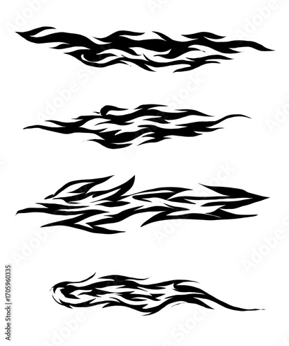 Silhouette Fire flames set. flames. fire. burning.