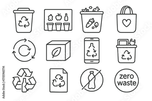 Recycling, sustainability line icon set. eco-friendly, zero waste linear collection