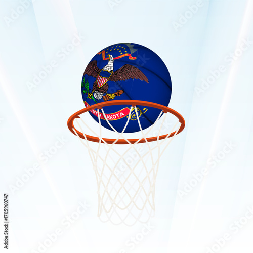 North Dakota Flag Basketball Scoring Through Hoop.