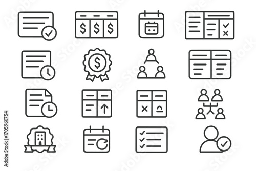 Project management line icon set. business, productivity, workflow icons collection