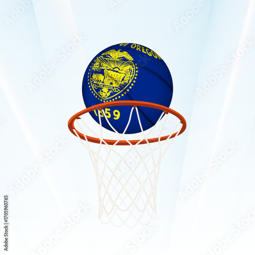 Oregon Flag Basketball Scoring Through Hoop.
