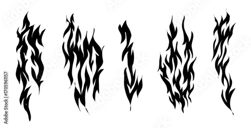 Silhouette Fire flames set. flames. fire. burning.