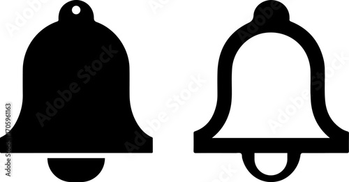Two bell icons one solid black one outline white