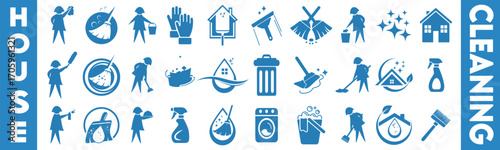 House cleaning icon set. Containing washing, broom, soap, maid, laundry, home cleaning, sponge, vacuum cleaner, Cleaning and hygiene icon set. Cleaning service. Vacuum cleaner. housekeeping washing.