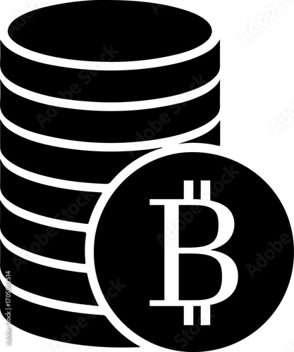 Stack of bitcoin coins cryptocurrency icon