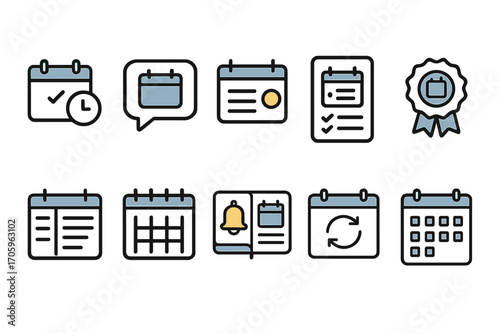 Calendar and planner icon set. organize your schedule with outline style icons