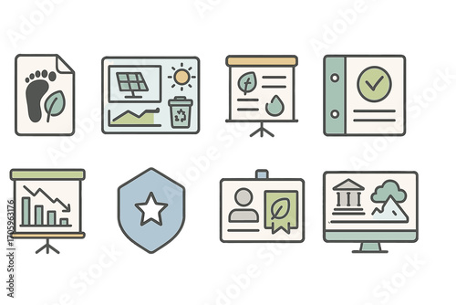 Sustainability, ecology flat icon set. environmental, nature conservation icons