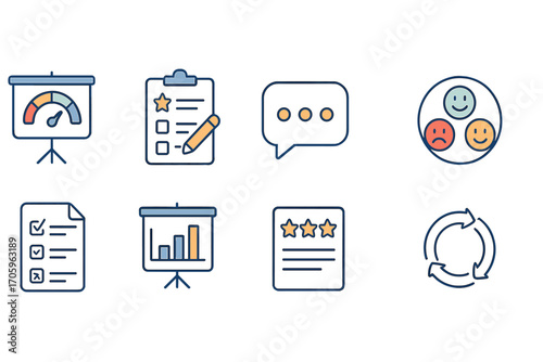 Rating, review line icon set. feedback and evaluation icons in linear style