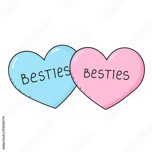 Besties heart besties heart besties heart besties pink blue besties heart graphic cute besties heart cheerful friendship illustration