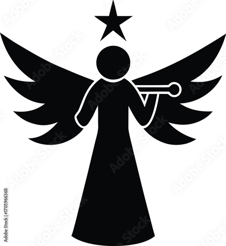 Christmas angel vector icon silhouette vector illustration