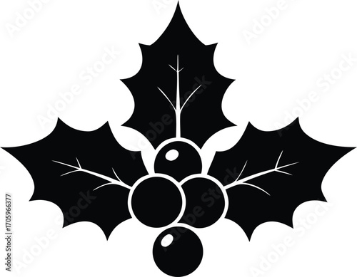 Black holly berry icon silhouette vector illustration