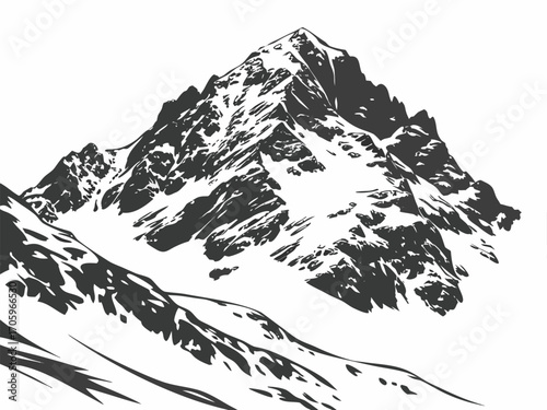 Mountain Peak Silhouette Outdoor Nature Vector Drawing