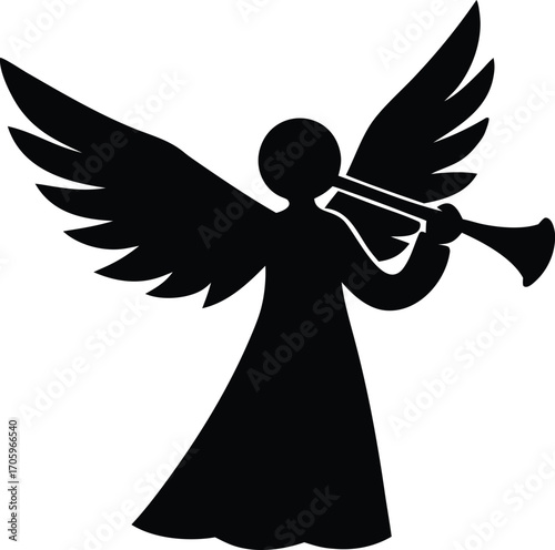 christmas angel vector icon silhouette vector
