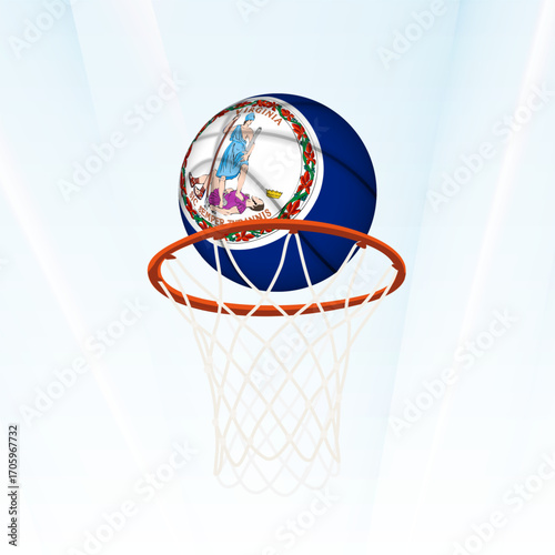 Virginia Flag Basketball Scoring Through Hoop.