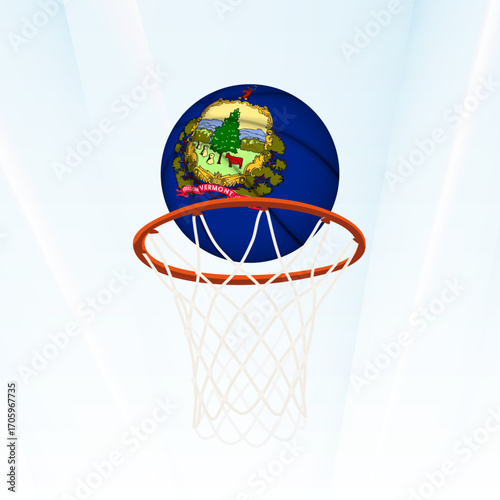 Vermont Flag Basketball Scoring Through Hoop.