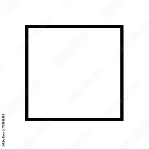 A simple, minimalist black square outline on a white background. The square is centered and appears clean and crisp