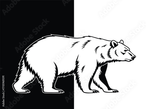 Polar Bear Silhouette Arctic Wildlife Vector Illustration