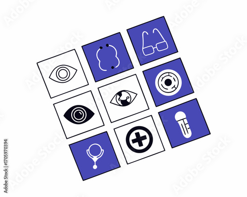 Medical and vision icons arranged in a grid