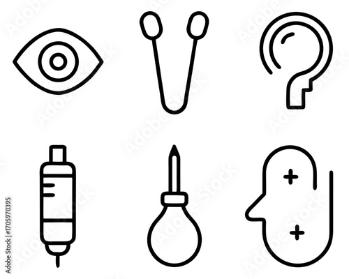 Medical icons representing various health and medical instruments