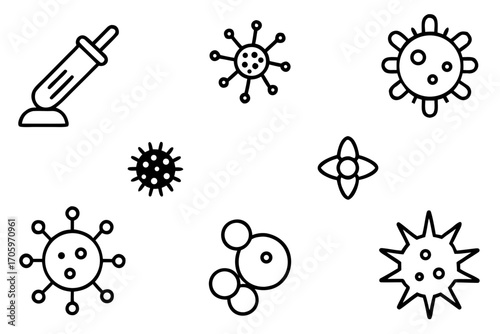 Collection of simplified virus and science icons