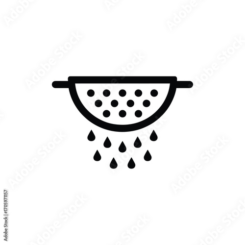 Simple icon of a colander draining water