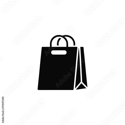 Simple black shopping bag icon on white background