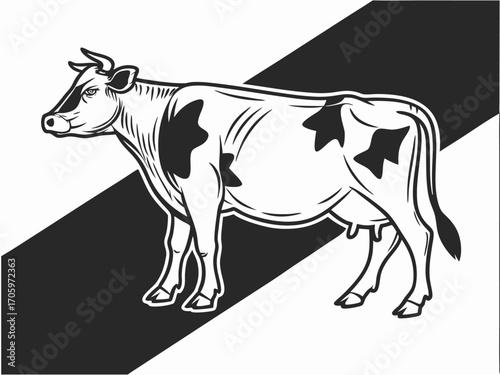 Cow Silhouette Farm Animal Vector Drawing