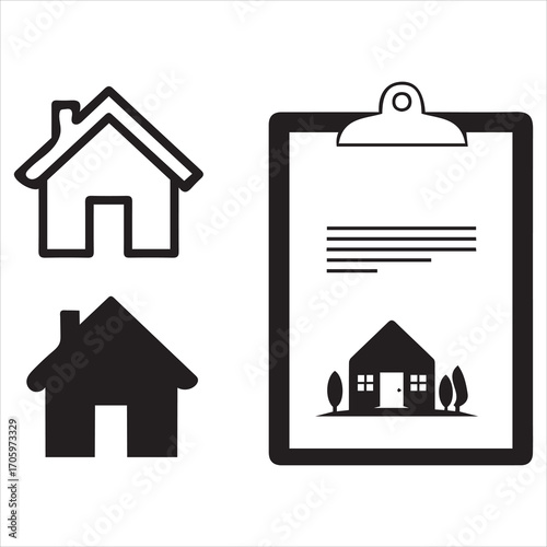 Real estate property deed document with house icons