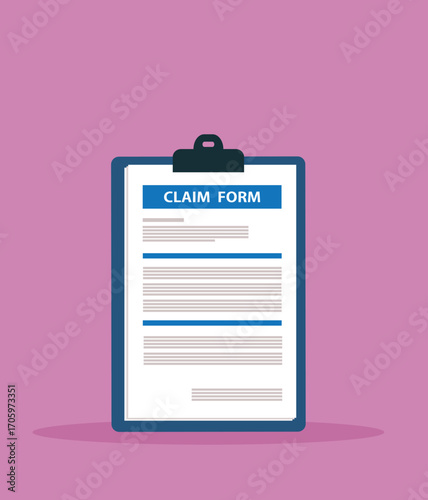 Clipboard claim form. Online claim form. Vector illustration
