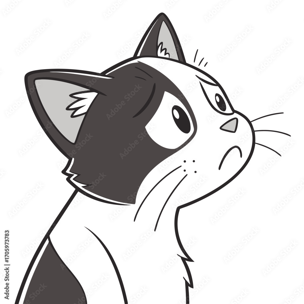 Obraz premium black and white sad cat