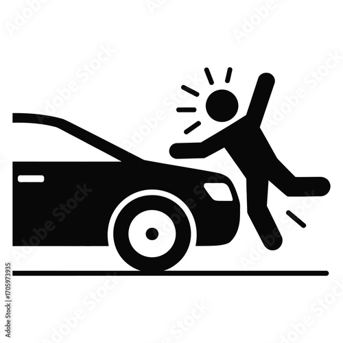 Icon of a person being hit by a car