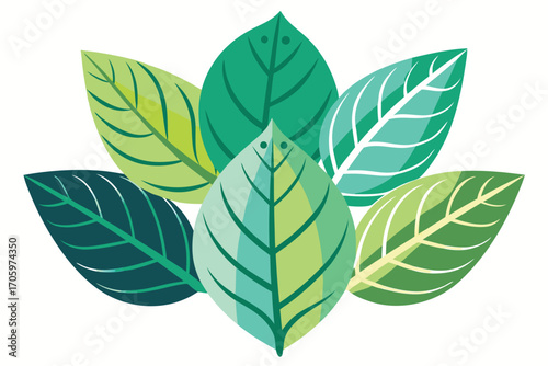 Assorted Green Leaves in Vector Format Botanical Illustration of Various Shades Great for Eco Friendly Designs and Projects