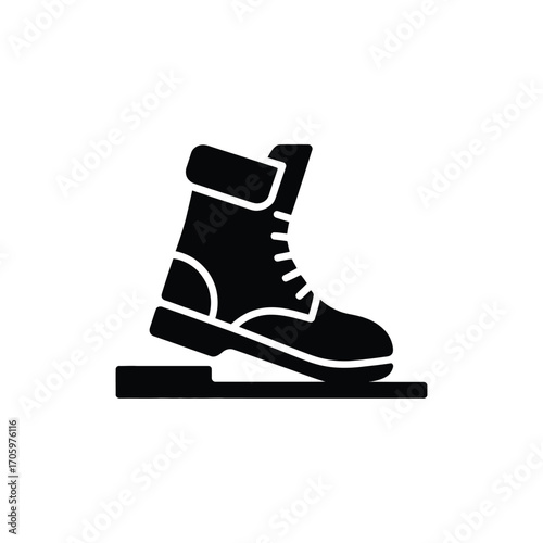 Black silhouette of a combat boot on a step