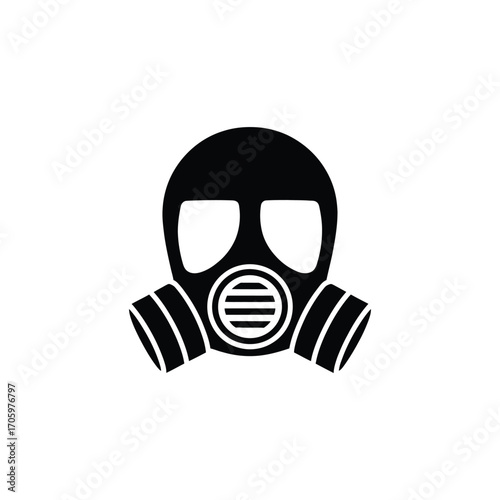 Black silhouette of a gas mask on a white background